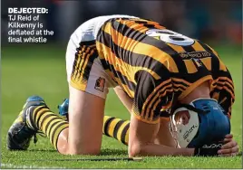  ??  ?? DEJECTED: TJ Reid of Kilkenny is deflated at the final whistle