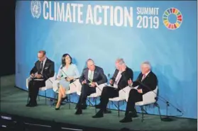  ?? Photo: Ludovic Marin/afp ?? Pale males: Michael Bloomberg and other leaders attend the Climate Action Summit at the UN in 2019.
