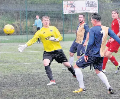  ??  ?? On target Striker Liam Coogans found the net for East Kilbride in the second half to put the result beyond doubt