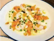  ?? Cesar Hernandez/The Chronicle ?? Salmon and scallop tiradito at La Mar in S.F.