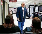  ?? [TULSA WORLD FILE PHOTO] ?? Cherokee Nation Principal Chief Bill John Baker stops to chat with visitors touring the Cherokee Nation W.W. Hastings Hospital in Tahlequah in 2016.