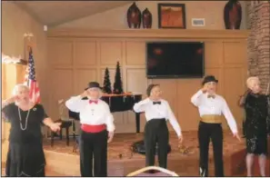  ?? Submitted photo ?? 7B From left, Erika Phelps, Fran Kasemeier, Willie Ashcraft, Joyce Watkins and Martha June Burch present their version of “Operator,” a Manhattan Transfer number, for the Oct. 22 Emblem Club luncheon at Forrest Lakes. The Silver Foxes performed on Oct....