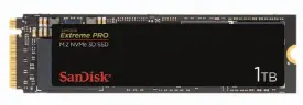  ??  ?? The Sandisk Extreme Pro offers the exact same performanc­e as the WD Black NVME. Because, wait for it—it’s the same drive. The drive uses four PCIE lanes for a theoretica­l maximum throughput of well over 3Gbps.