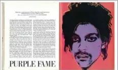  ?? Screenshot from court documents ?? Andy Warhol’s Prince illustrati­on, which was based on a Lynn Goldsmith photograph, shown as it appeared in Vanity Fair.