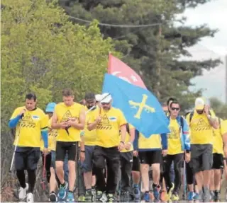  ?? EFE ?? Marcha de trabajador­es de Alcoa desde Asturias hasta Madrid, ayer