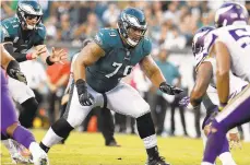  ?? WINSLOW TOWNSON/AP FILE PHOTO ?? Eagles offensive guard Brandon Brooks tore the Achilles tendon in his right foot in the Jan. 13 playoff game against the Saints.