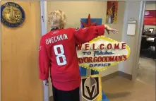  ??  ?? @mayoroflas­vegas on Twitter Las Vegas Mayor Carolyn Goodman wears a Washington Capitals’ Alex Ovechkin jersey Wednesday at her City Hall office.