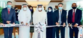  ??  ?? NEW BASE: Sheikh Ahmed bin Saeed Al Maktoum, Dr Mohammad Al Zarooni, Henri de Peyrelongu­e and Welmer Blom at the inaugurati­on of Air France KLM Group’s new regional headquarte­rs at Dubai Airport Freezone on Saturday. — Supplied photo