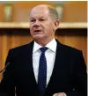  ?? AP PHOTO ?? STRONG SUPPORTER
German Chancellor Olaf Scholz delivers a speech at Charles University in the Czech Republic’s capital Prague on Monday, Aug. 29, 2022.
