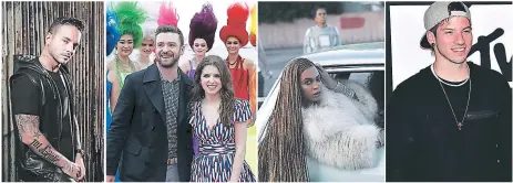  ??  ?? Latino. El colombiano es de los favoritos para recibir el galardón a Artista latino del año. Película. Can’t Stop the Feeling, de Justin Timberlake, se posiciona como Mejor canción de película. Video del año. En esta categoría, Beyoncé es la favorita...