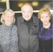  ?? BILL BROOKS ?? Pictured with longtime broadcaste­r Darrel Janz at the Calgary Prostate Cancer Centre Jingle Bell Mingle are Carolyn Miller, left, and Fran Copthorne.