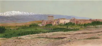  ??  ?? Frederic E. Church (1826-1900), View of Baalbek, 1868. Oil and graphite on heavy card, 9½ x 20 in. Detroit Institute of Arts. Photo courtesy of Doyle, New York.