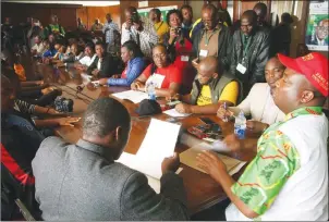  ?? — Picture by Justin Mutenda ?? Zanu-PF Youth League Secretary Cde Kudzanai Chipanga (right) addresses a press conference in Harare yesterday.