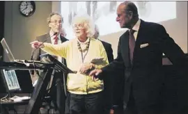  ?? Yui Mok Associated Press ?? JAN MORRIS, writer and trans pioneer, with Duke of Edinburgh, right, in 2013.