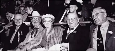  ?? Houston Chronicle ?? At the Texas State Hotel, seven men devised a plan creating the Houston Fat Stock Show and Livestock Exposition. Among those men were J. Howard West, second from left, and J.W. Sartwelle, fourth from left.