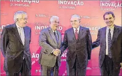  ?? CARLOS SANTOS SILVA / FUNDACIO LA CAIXA ?? En el centro, el primer ministro António Costa e Isidro Fainé