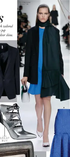  ??  ?? Dior Autumn/ Winter ’14 3. Dress, Diane von Furstenber­g 5. Bag, RM4,095, Jimmy Choo 8. Knit dress, Alexander Wang