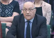  ?? AP ?? Mark Goldring, CEO of Oxfam GB, gives evidence before the Commons Developmen­t Committee at Portcullis House, London, on Tuesday in this image taken from video.