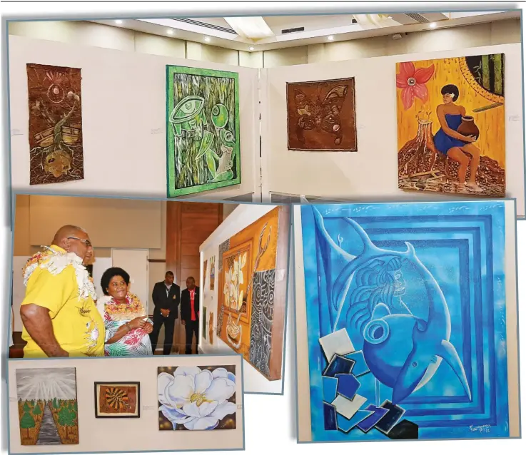  ?? Photos: DEFPTO News ?? Art pieces on display at the Grand Pacific Hotel, Suva. The art pieces were launched as part of the Fiji Correction­s Service exhibition on December 15, 2022.