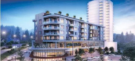  ??  ?? Westhills Land Corp.’s Lakepoint One condominiu­m phase in Langford, B.C. on Vancouver Island, has 46 units starting at $199,900.