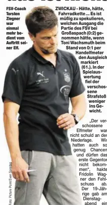  ??  ?? FSV-Coach Torsten Ziegner war einmal mehr bedient vom Auftritt seiner Elf.