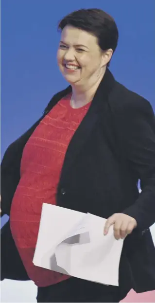  ??  ?? 0 Ruth Davidson gives a speech at the Conservati­ve Party Conference yesterday