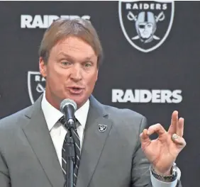  ?? KIRBY LEE/USA TODAY SPORTS ?? Jon Gruden returned as the Raiders head coach 16 years after being traded away to the Buccaneers.