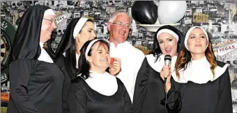 ??  ?? ‘Sister Act’ - A group of ‘nuns’(directed by Pat Kilcoyne) performing at Tubbercurr­y GAA Karaoke Function in Foleys Bar on Sunday Night last. Pic: Tom Callanan.