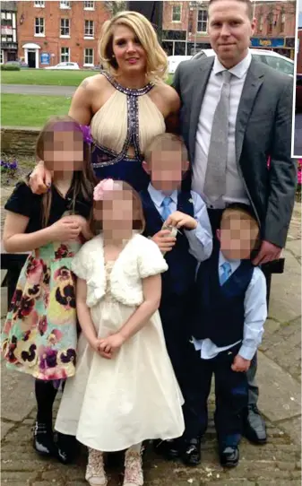  ?? ?? ‘Fab dad’: Derek Whyteside and family. Inset: Flowers left where he was found