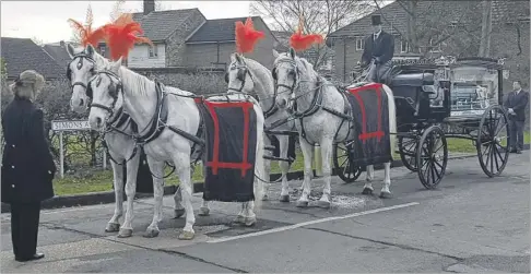  ?? FM4679413 ?? Danny Gibbs’s funeral cortege was led by four white horses and included about 50 cars