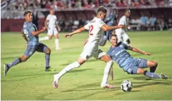  ?? BENJAMIN CHAMBERS/THE REPUBLIC ?? Phoenix Rising FC's Arturo Rodriguez is on the attack against Tacoma Defiance on June 12.