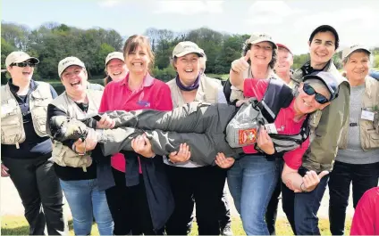  ?? PICTURE: GAYLE MARSH ?? The ladies show their enthusiasm for a great weekend learning to fly fish at Garnffrwd fishery with fishing guide Sally Ann Iles