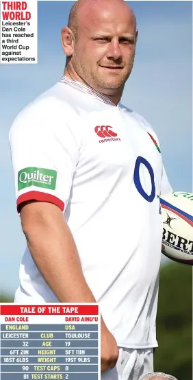  ??  ?? THIRD WORLD Leicester’s Dan Cole has reached a third World Cup against expectatio­ns