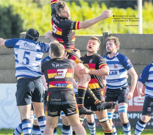  ?? Angus Matheson ?? Southport in action against Winnington Park and (inset) Joe Parkinson