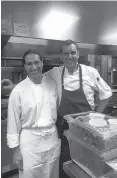  ?? COURTESY OF LOS POBLANOS HISTORIC INN & ORGANIC FARM ?? Los Poblanos Historic Inn & Organic Farm Executive Chef Jonathan Perno, left, will collaborat­e with Hotel Emma’s culinary director Chef John Brand, right, on a cooking demonstrat­ion and Sunday Supper in November.