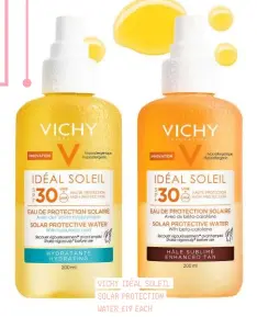  ??  ?? VICHY IDÉAL SOLEIL SOLAR PROTECTION WATER £19 EACH