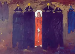  ??  ?? Anni Cinquanta Aldo Carpi, «L’arresto di Gesù» (1951), tra le 50 opere in mostra alla Gasc