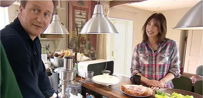  ??  ?? Home truths: David and Samantha Cameron in the kitchen of his constituen­cy house where the Prime Minister made his seemingly off-the-cuff comments in a BBC interview