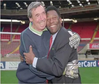  ??  ?? Pele (right) and his friend, Gordon Banks who died yesterday