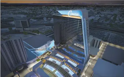  ?? PHOTOS BY WADE VANDERVORT ?? A rendering envisions Circa, the first downtown resort-casino to be built in decades. Circa, which is being developed by Derek Stevens, is being built in the space formerly occupied by the Las Vegas Club and is slated to open in December 2020.