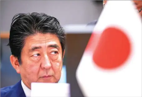  ?? JOHN THYS/AFP ?? Japan’s Prime Minister Shinzo Abe during the Asia Europe Meeting at the European Council in Brussels last week.