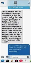  ??  ?? Text messages sent by Atlanta Mayor Kasim Reed’s former top spokeswoma­n Anne Torres (left) to Atlanta Beltline CEO Brian McGowan show Torres pressured Beltline officials to delay production of public records.