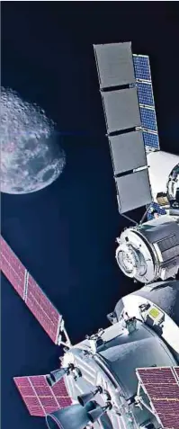  ?? Foto: Nasa ?? Die Raumstatio­n Gateway wird die erste der Menschheit in der Nähe des Mondes sein. Sie ist ein wichtiger Bestandtei­l der Artemis-Missionen für bemannte Flüge zum Mars. Staark, der Redwire-Roboterarm aus Gasperich, könnte hier zum Einsatz kommen.