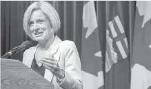  ?? JEFF McINTOSH, THE CANADIAN PRESS ?? Alberta Premier Rachel Notley discusses pipeline expansion with reporters in Calgary on Sept. 6.