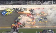  ?? Brian Lawdermilk / Getty Images ?? There were several major wrecks in Sunday’s Daytona 500.