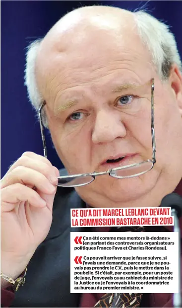  ?? PHOTO D’ARCHIVES ?? L’ex-organisate­ur politique Marcel Leblanc a reconnu avoir transmis des C.V. de candidats à des postes de juges, lors de son passage à la commission Bastarache en 2010.