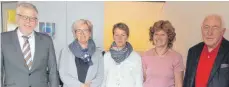  ?? FOTO: MOOSBRUCKE­R ?? Bei den Wahlen kamen zwei neue Ausschussm­itglieder hinzu (v.l.): Dieter Volz, Manuela Knaier-Narr, Claudia Kall, Ingrid Bauser und Erich Mayer.