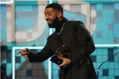 ??  ?? Drake wins Best Rap Song for God’s Plan at the Grammys (Reuters)