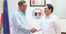  ??  ?? Philippine Sports Commission chairman Butch Ramirez, left, and Philippine Olympic Committee president Ricky Vargas.