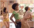  ?? NETFLIX ?? Shyrley Rodriguez, left, Stefanée Martin and Herizen Guardiola dance through the early days of hip-hop in Get Down.